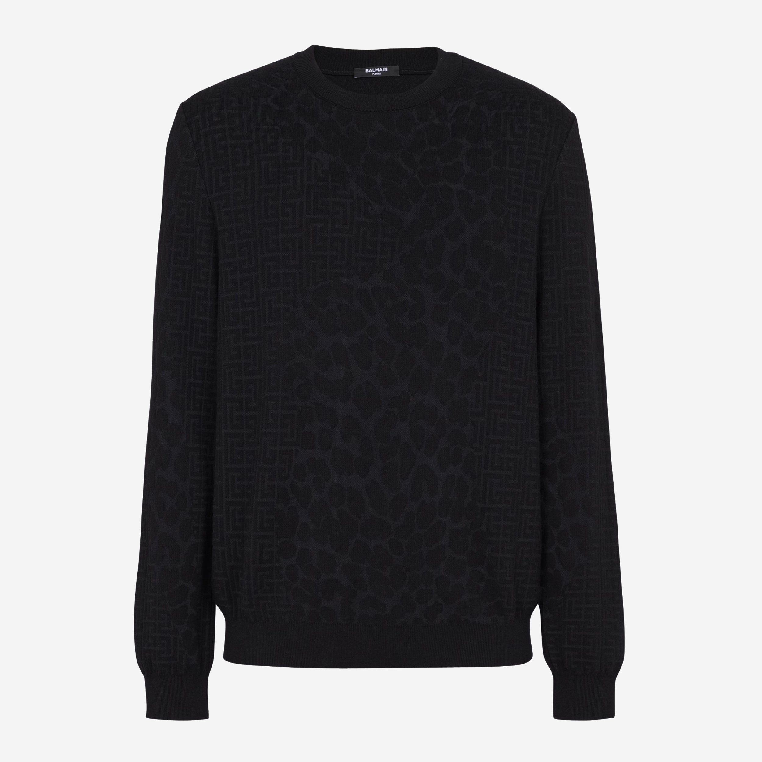 Balmain Monogram Knit And Leopard Pattern Jumper