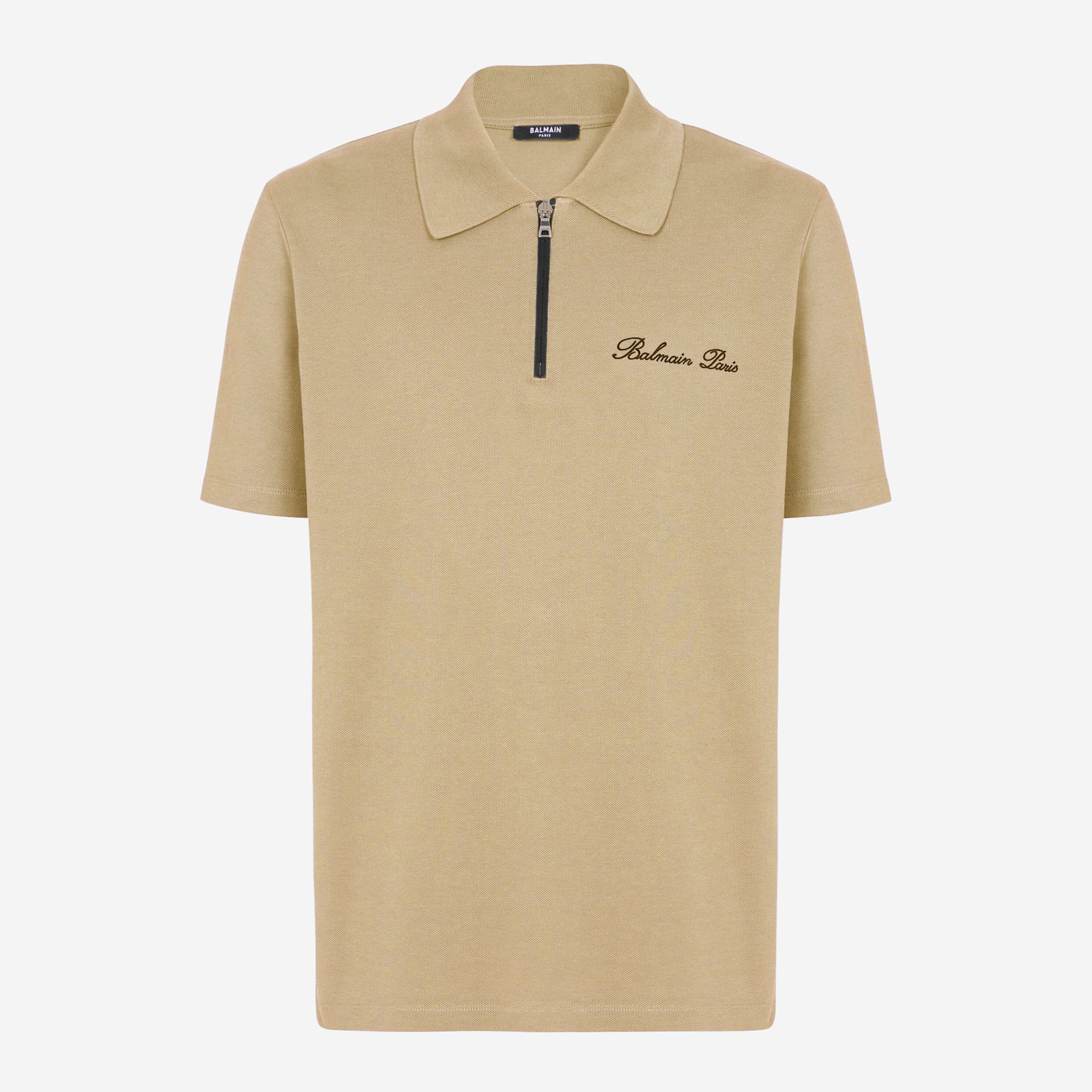 Balmain Embroidered Signature Zipped Polo Shirt