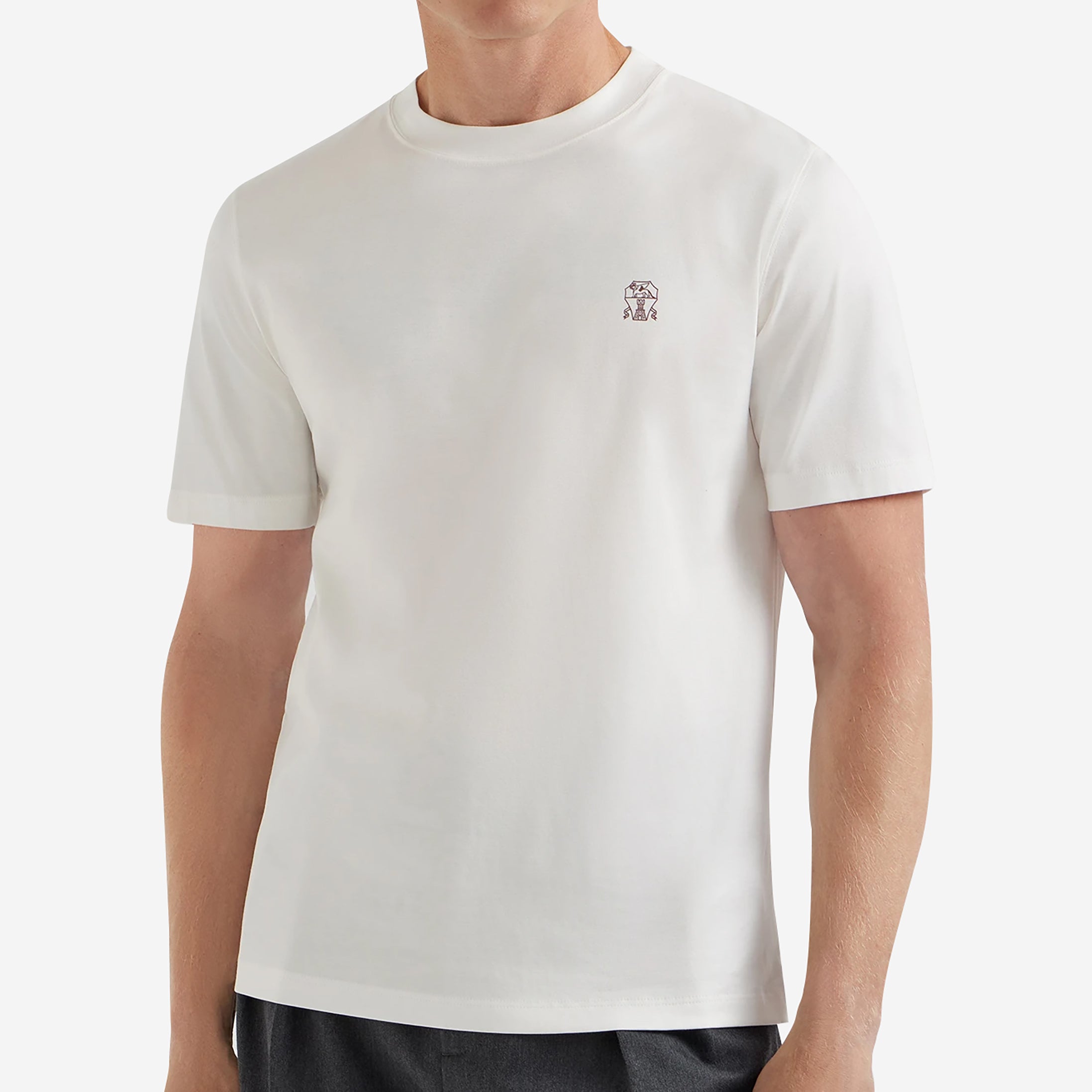 Brunello Cucinelli Cotton Jersey Logo Crew Neck T-Shirt