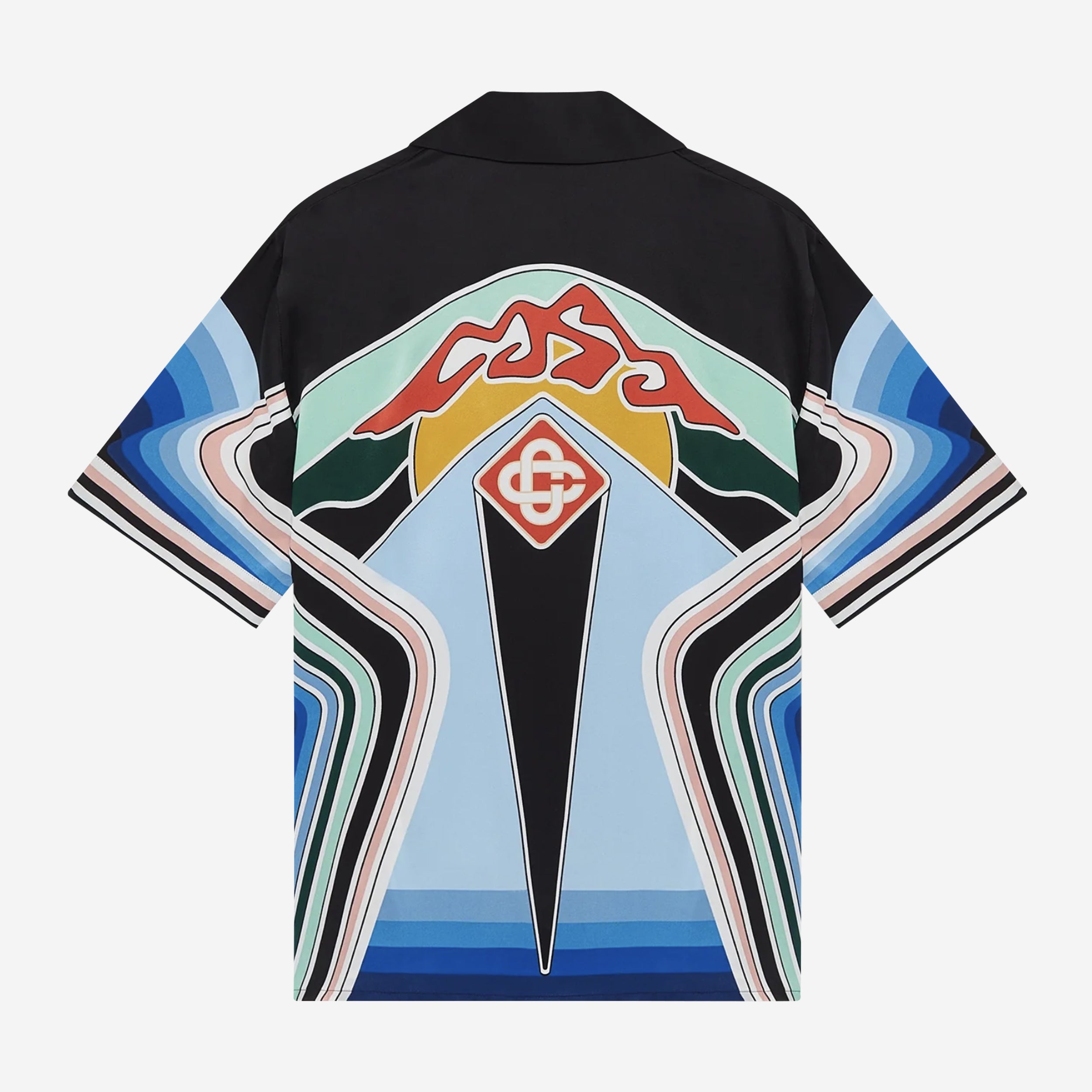 Casablanca Graphic Mountain Short-Sleeve Silk Shirt