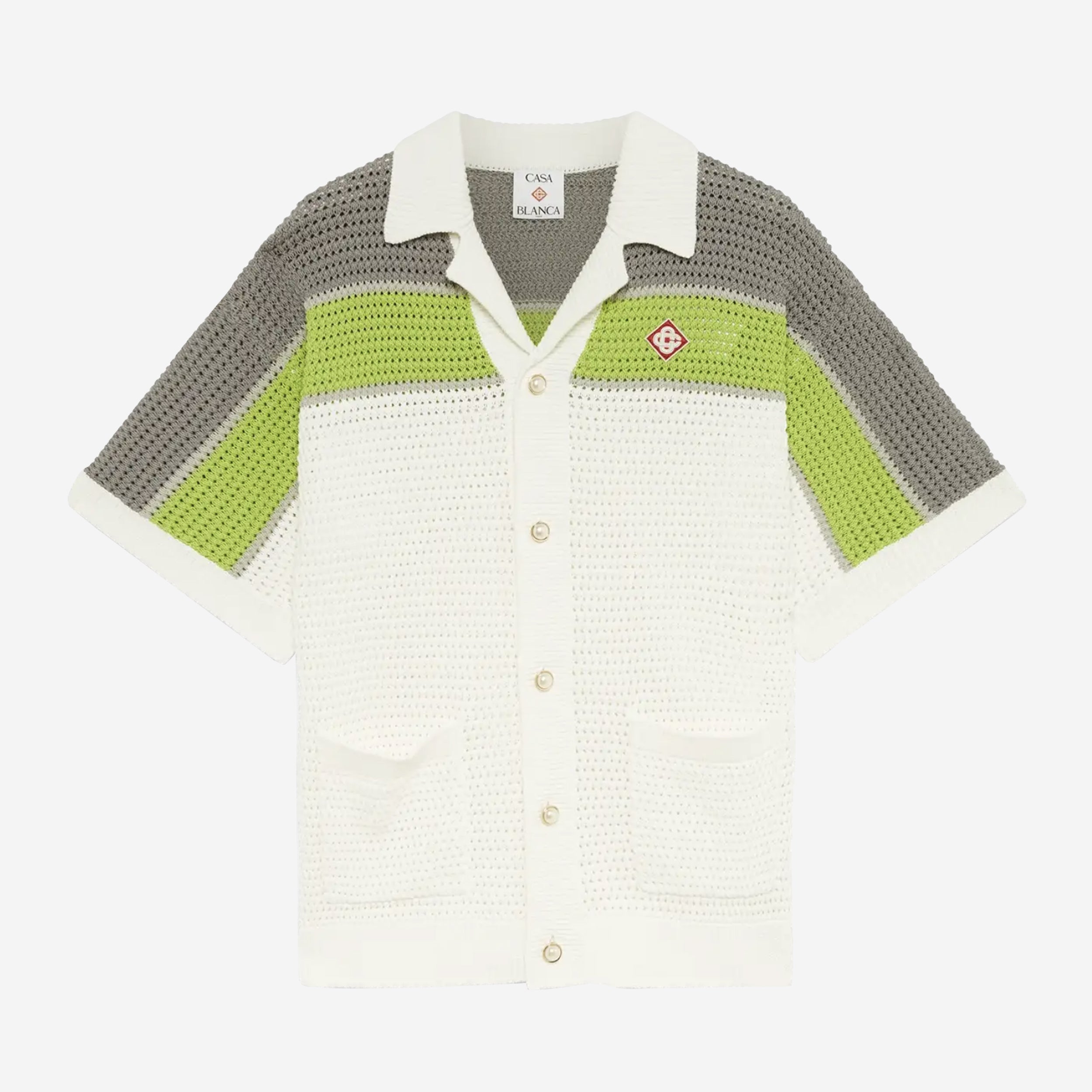 Casablanca Stripe Crochet Short Sleeve Shirt