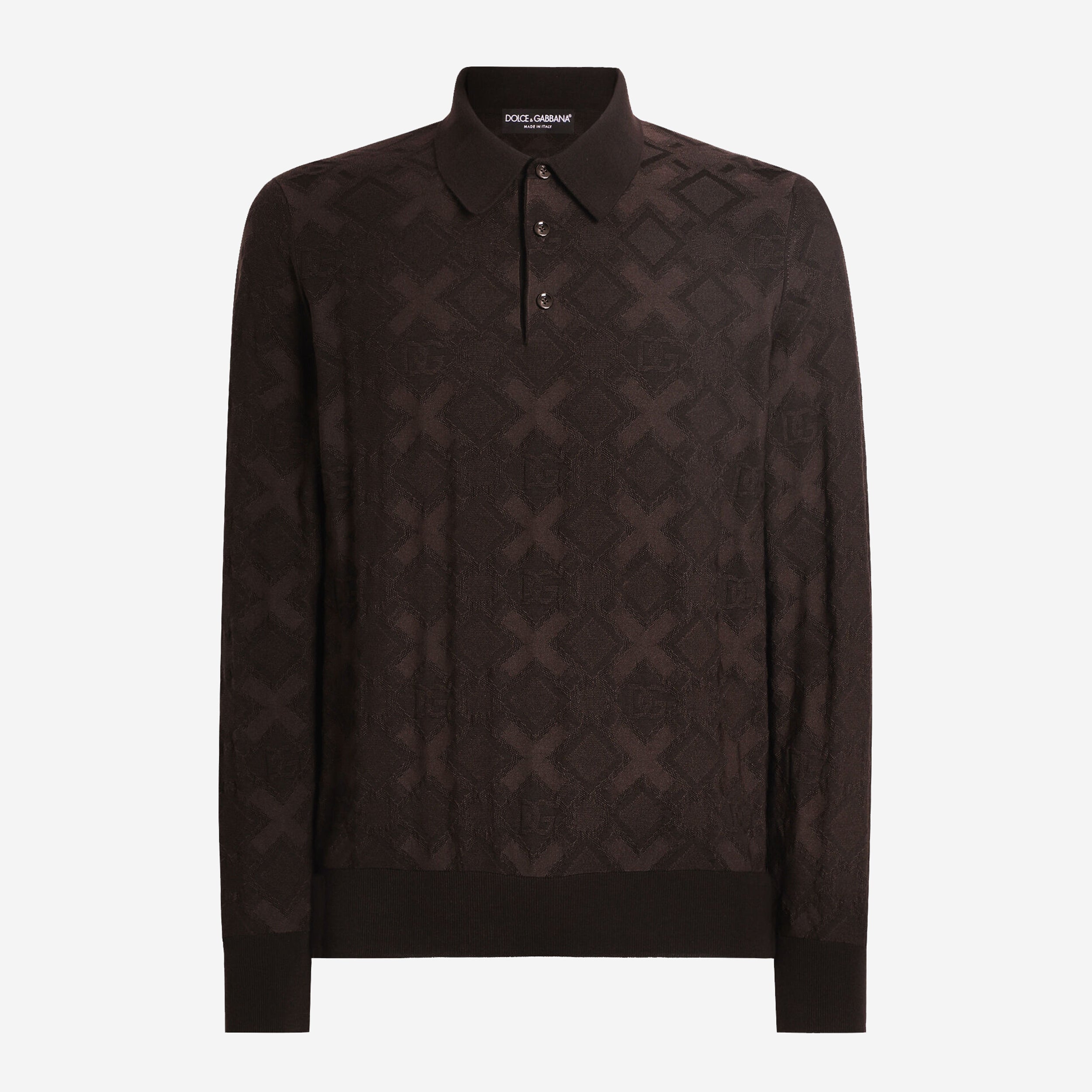 Dolce & Gabbana Wool And Silk With Microdot Print Polo Shirt