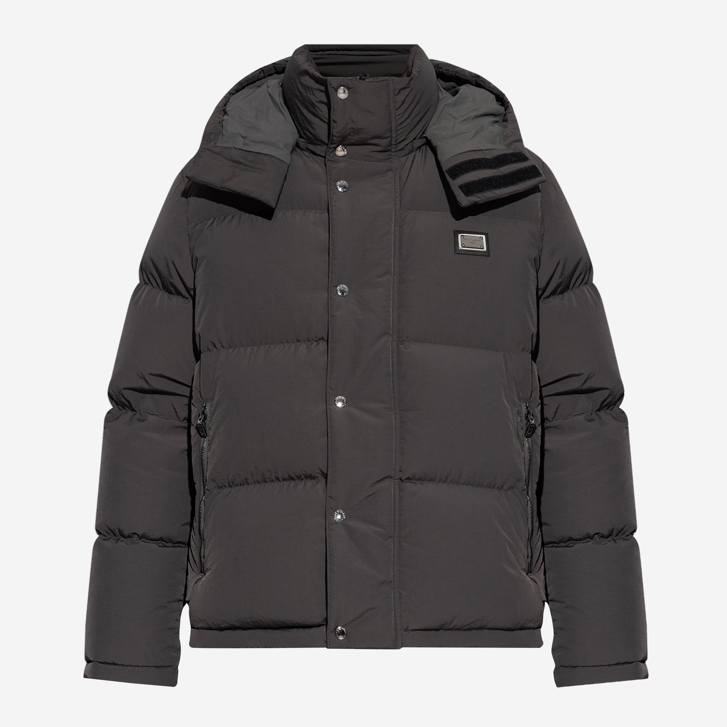 Dolce & Gabbana Hooded Plaque Puffa Jacket