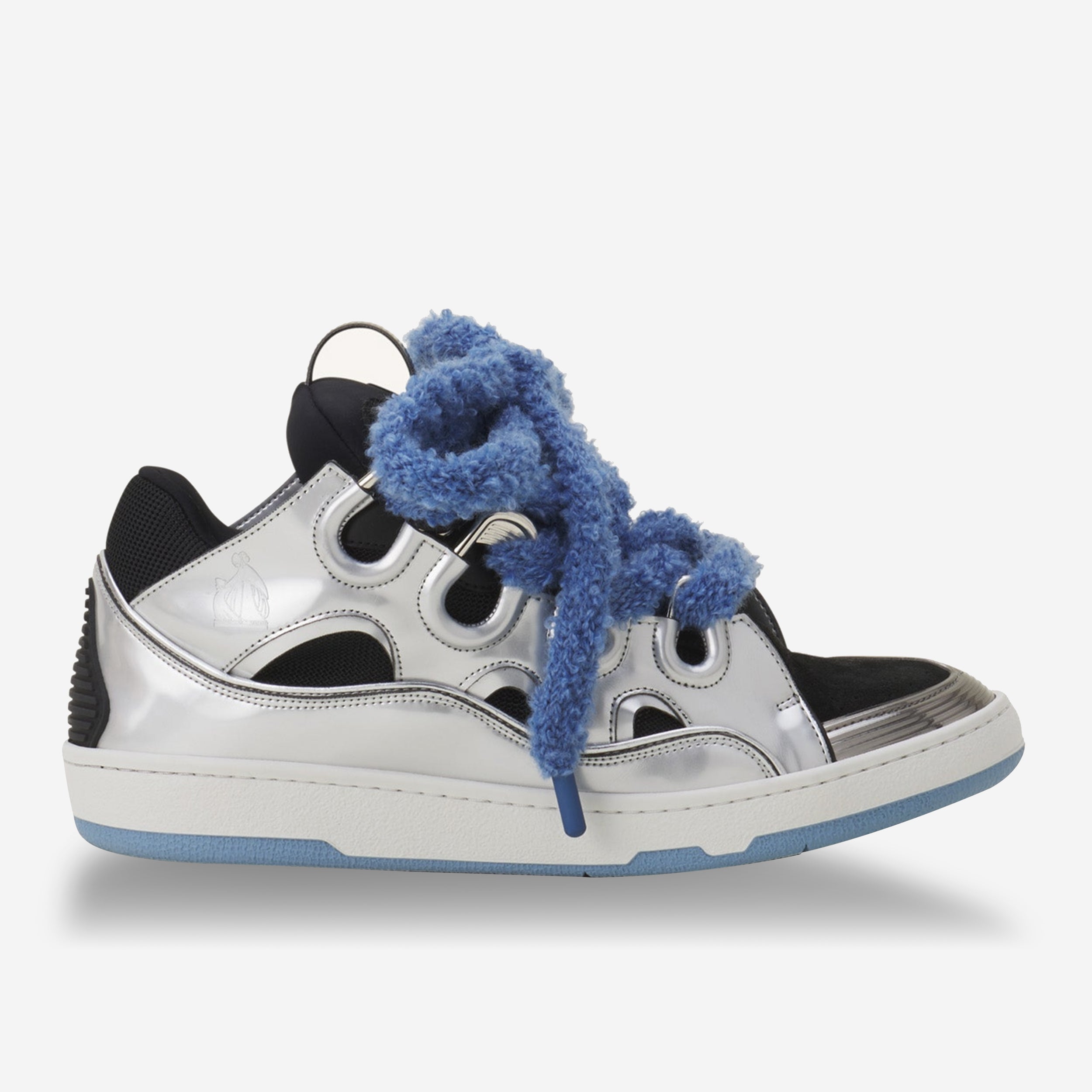 Lanvin Curb Metaliiic Leather Sneakers