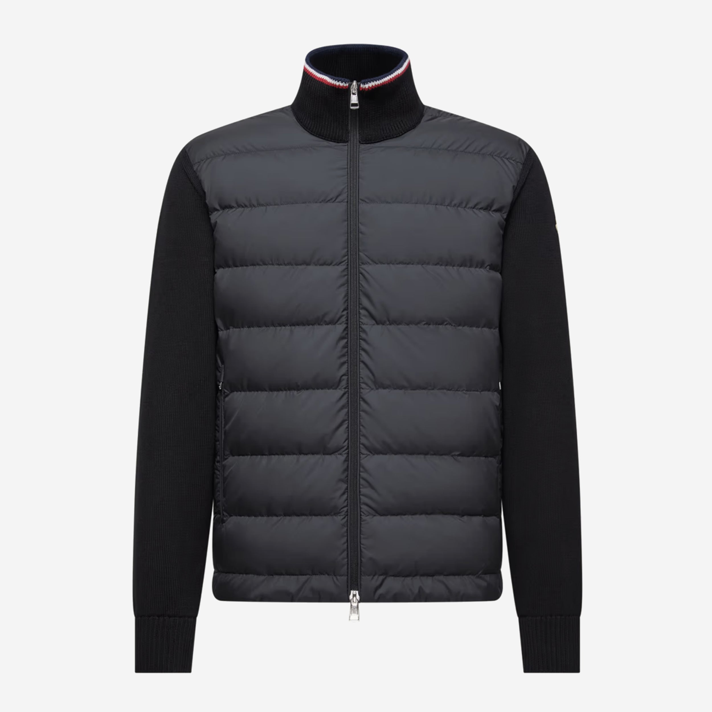 Moncler Padded Zip-Up Tricolour Trim Cardigan